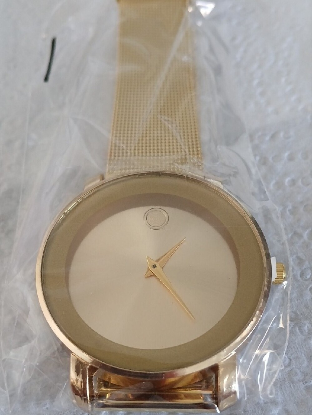 Gold Women's Minimalist Mesh Strap Watch - Picture 3 of 5